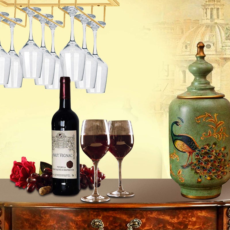 MOCOUM Under Cabinet Stemware Rack - Wire Wine Glass Holder with Storage for Cabinet, Kitchen, Bar - Image 5